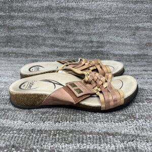 Abeo Shoes Sz 9 Tan Brown Leather Sandals Bio System Studded Adjustable